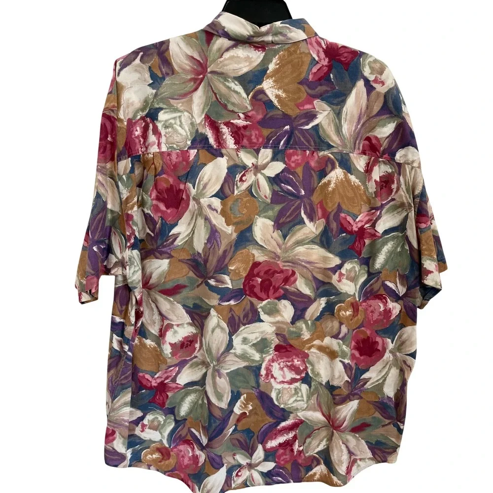 Vintage 80s 90s Structure Men's Size XL‎ Button Up Camp Shirt Floral Grandma